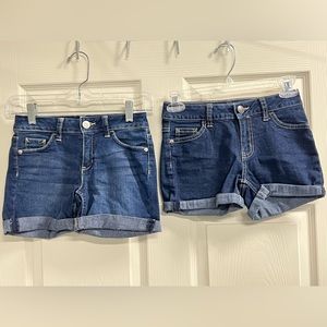 Lot of 2 Justice Girls Blue Denim Distressed Shorts - Size 12 - VGUC